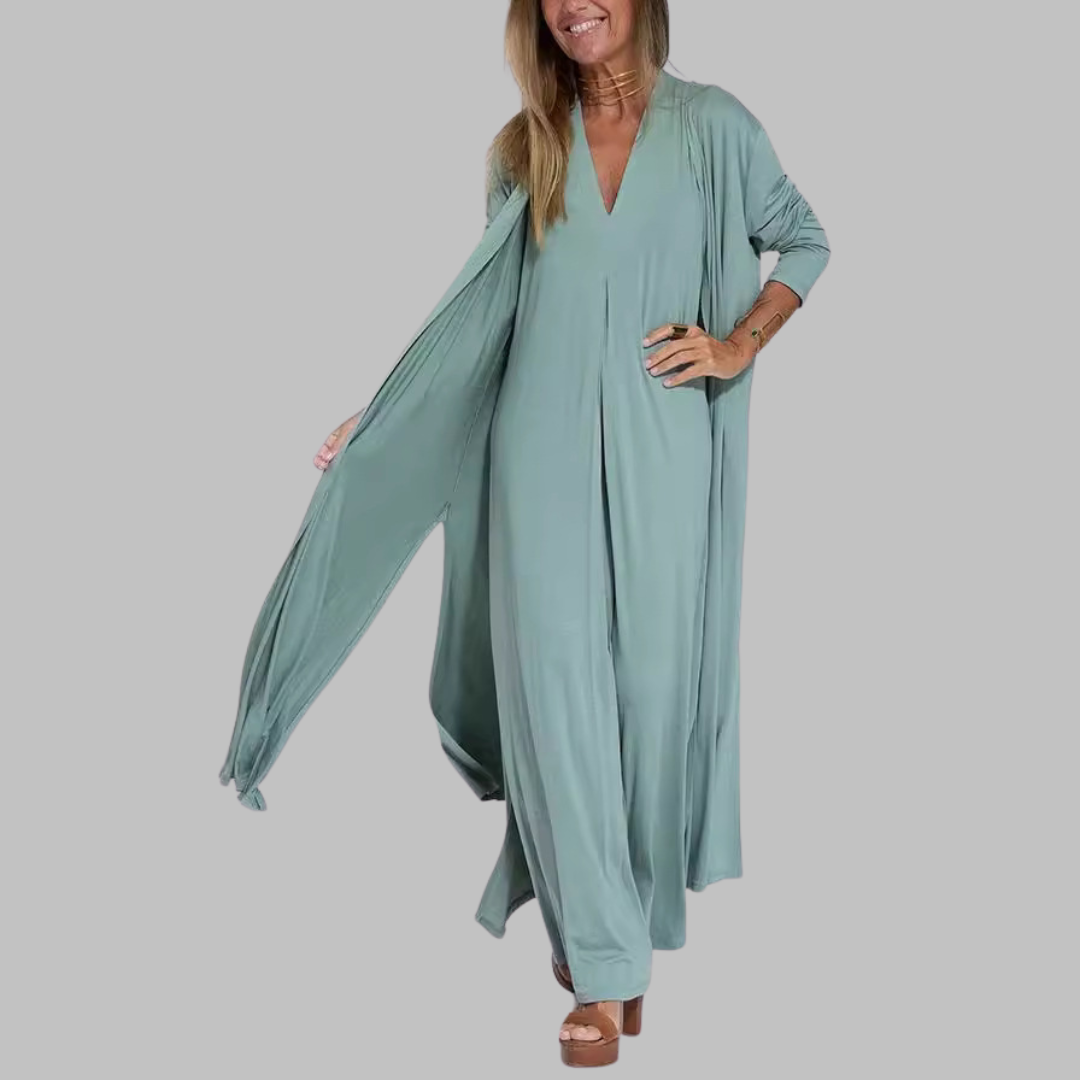 Jana | Robe maxi élégante + pull assorti OFFERT