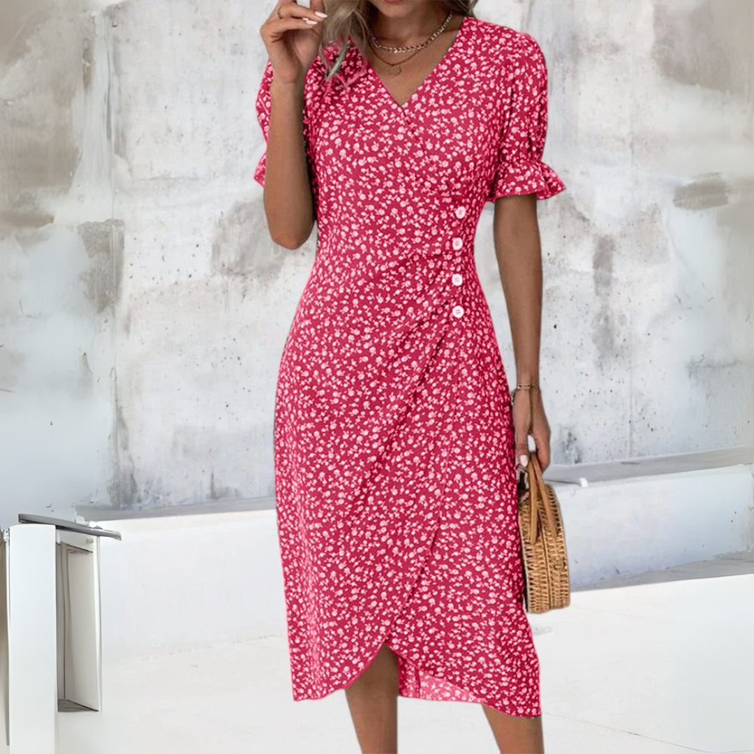 Elena | Robe midi élégante avec fleurs