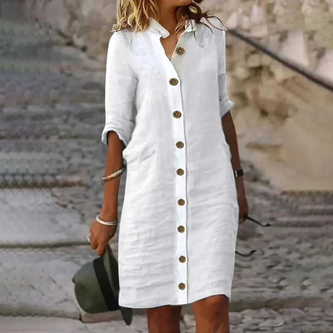 Roxana | Élégante et confortable robe-midi chemisier