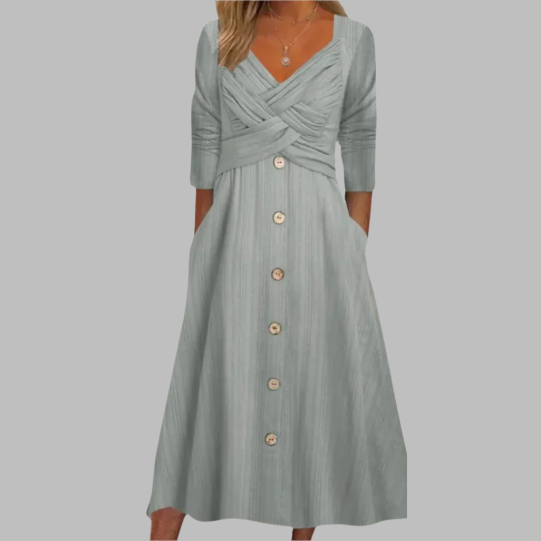 Veronika | Robe Sculptante Élégante avec Boutons et Détails Diagonaux