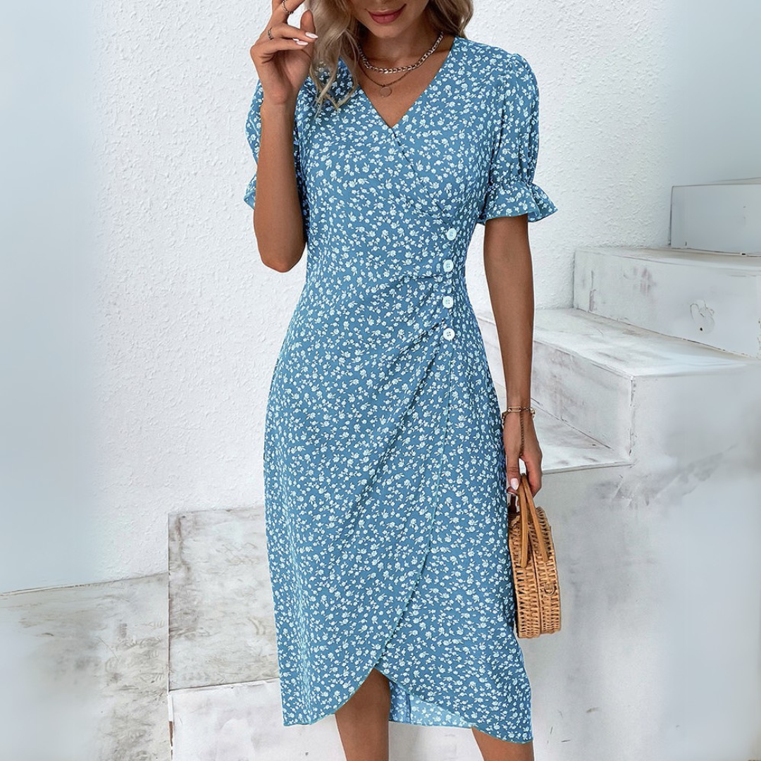 Elena | Robe midi élégante avec fleurs