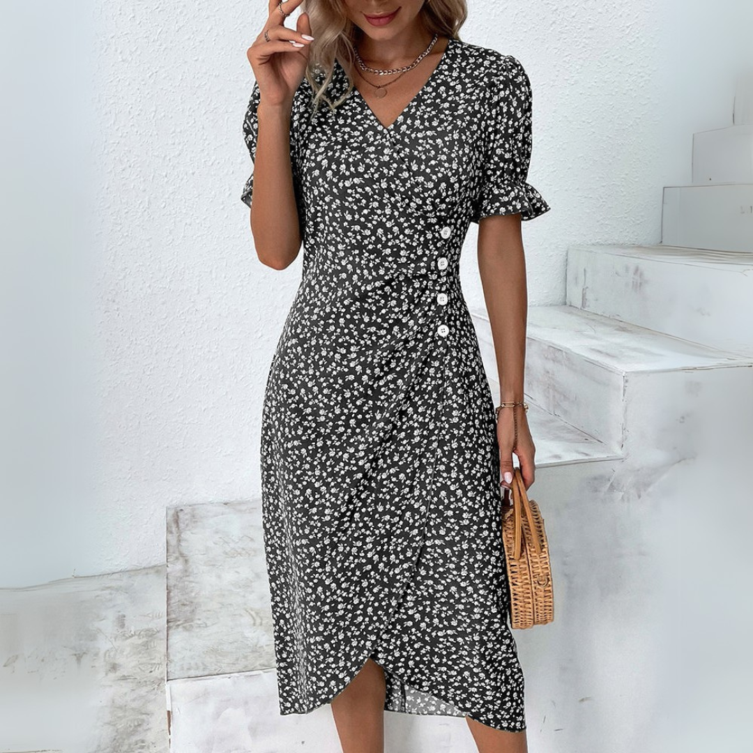 Elena | Robe midi élégante avec fleurs