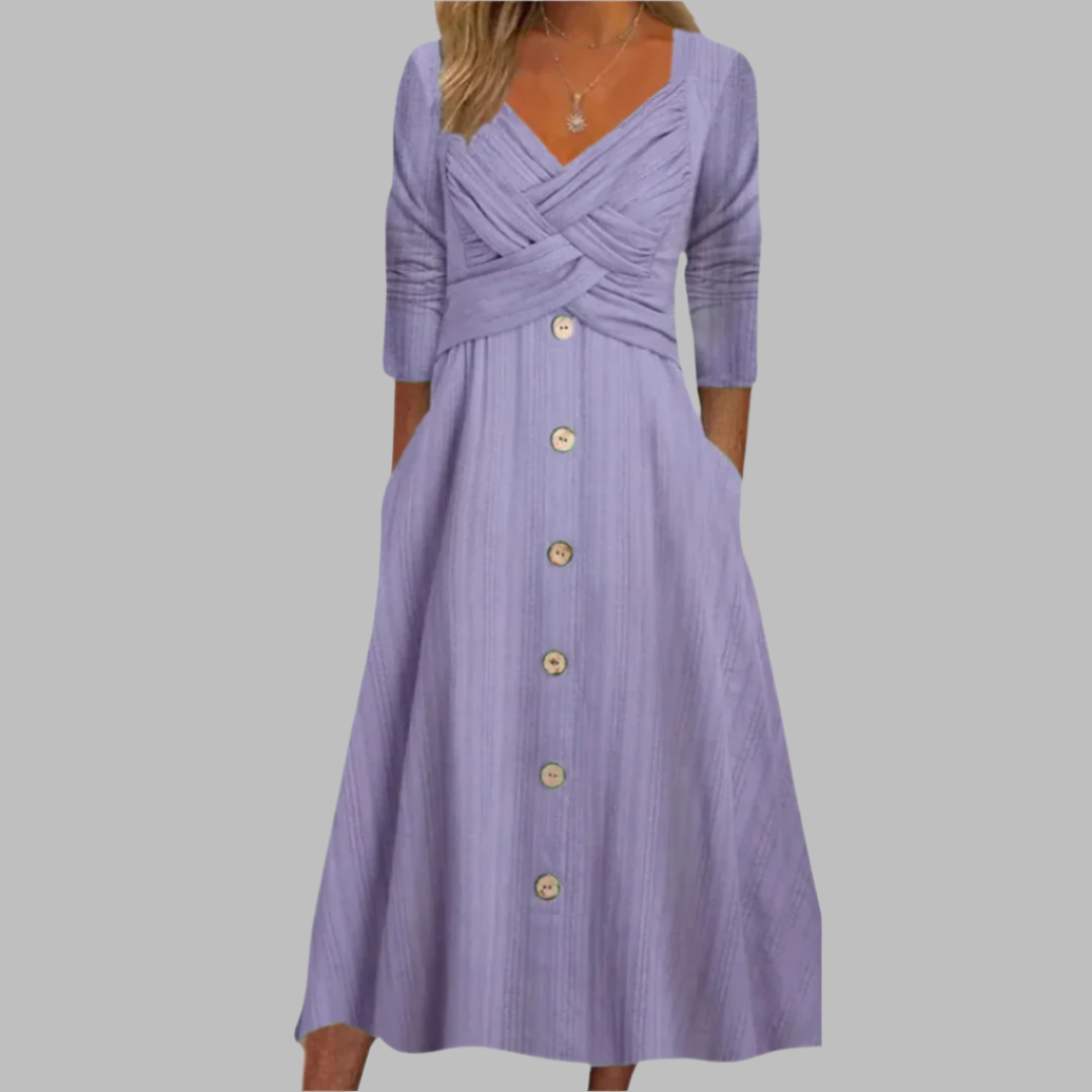 Veronika | Robe Sculptante Élégante avec Boutons et Détails Diagonaux