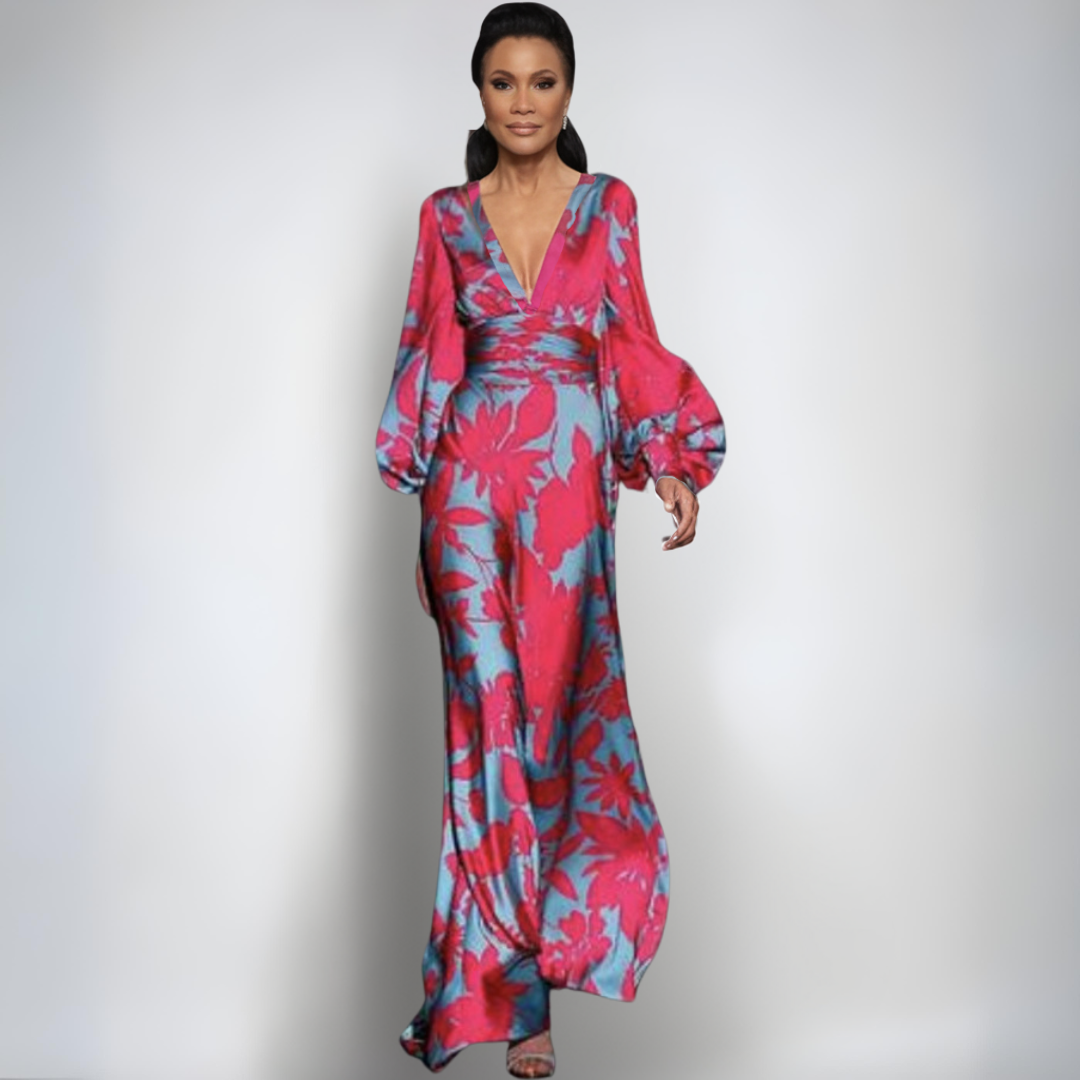 Alisa | Robe en Satin Élégante avec Fleurs