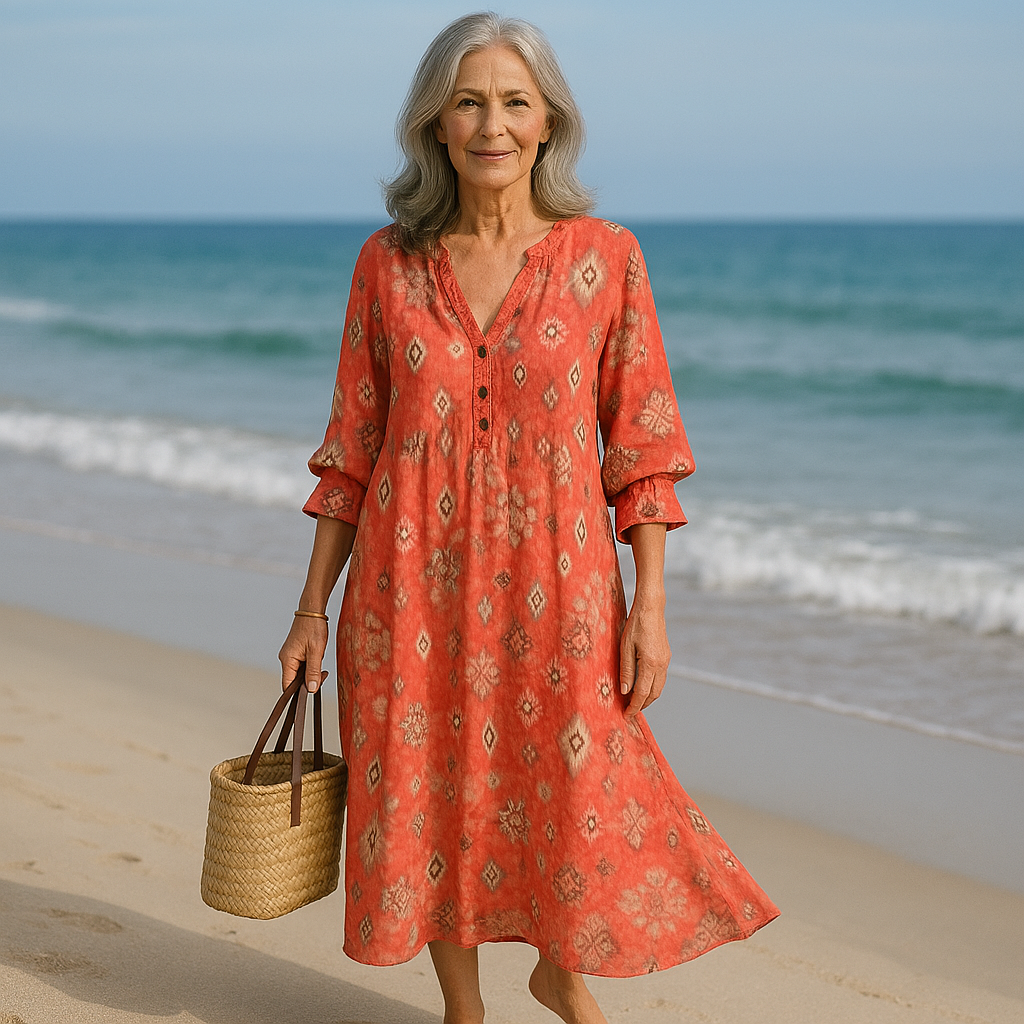 Sasha | Robe longue en tissu aérien avec motif floral