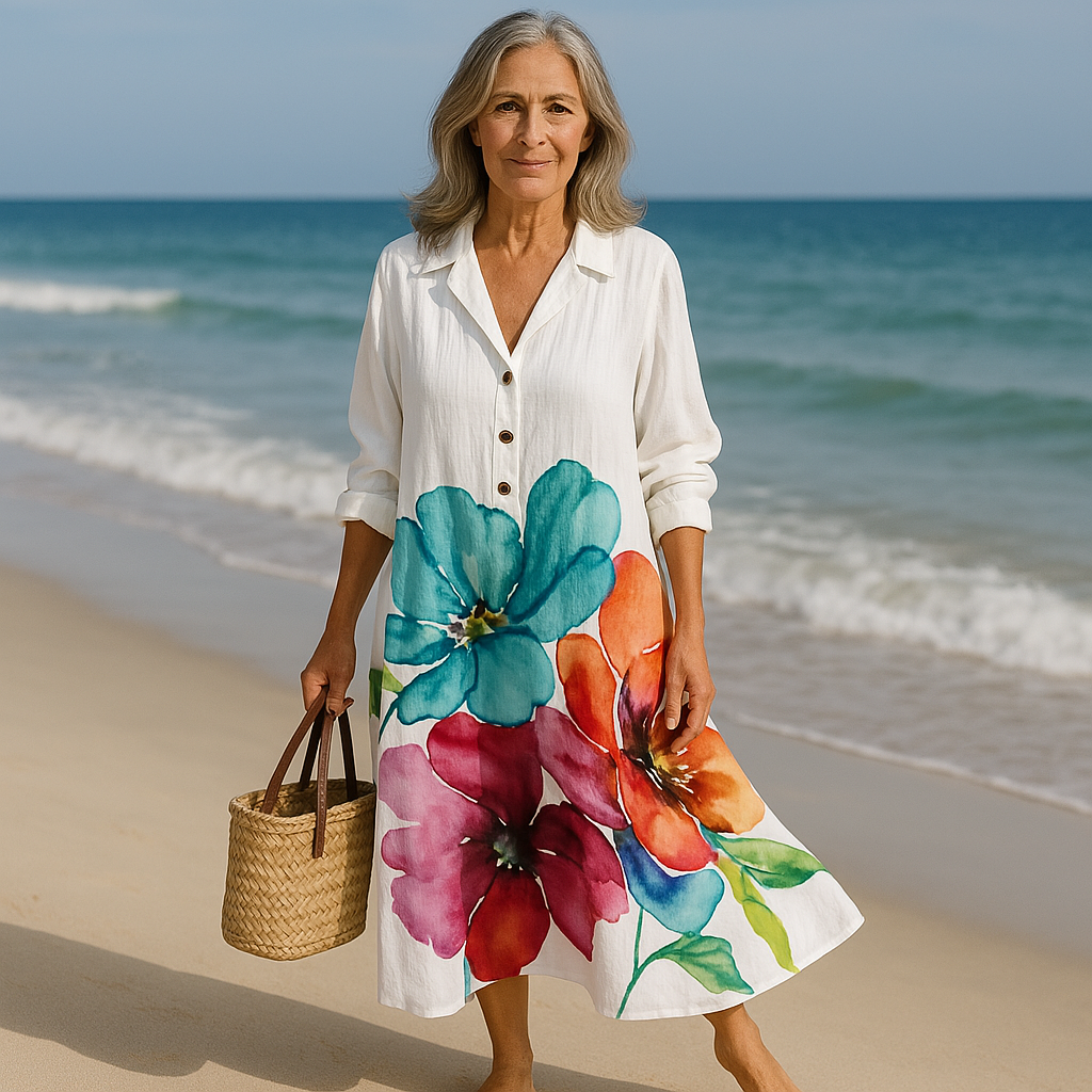 Sasha | Robe longue en tissu aérien avec motif floral