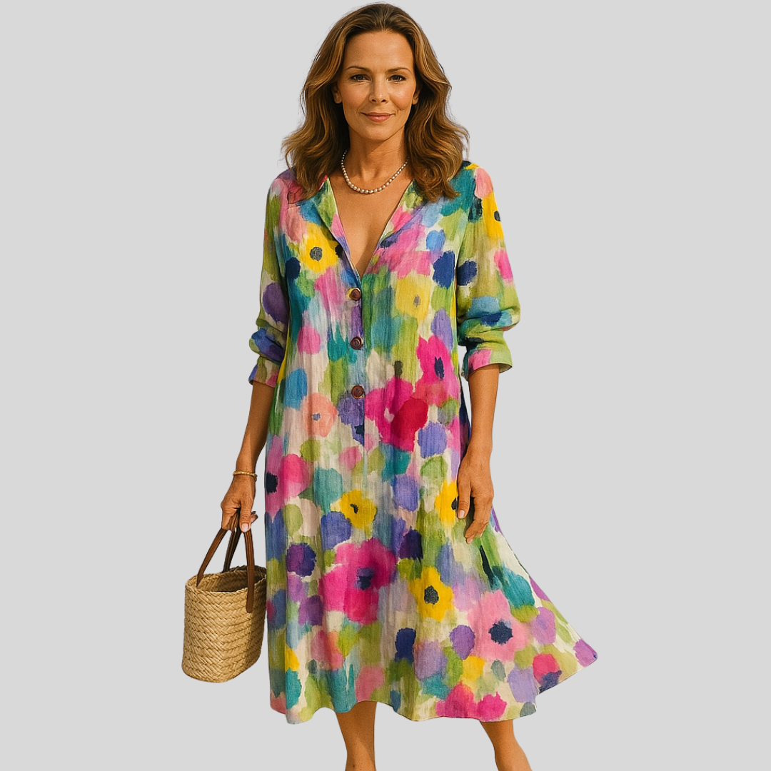 Sasha | Robe longue en tissu aérien avec motif floral