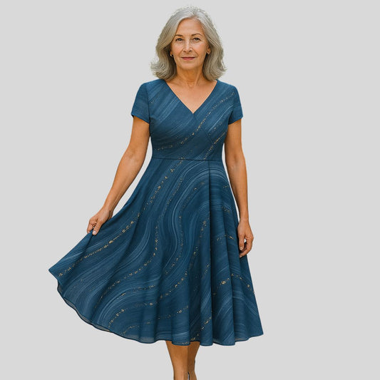 Londres | Robe midi élégante avec décolleté en V