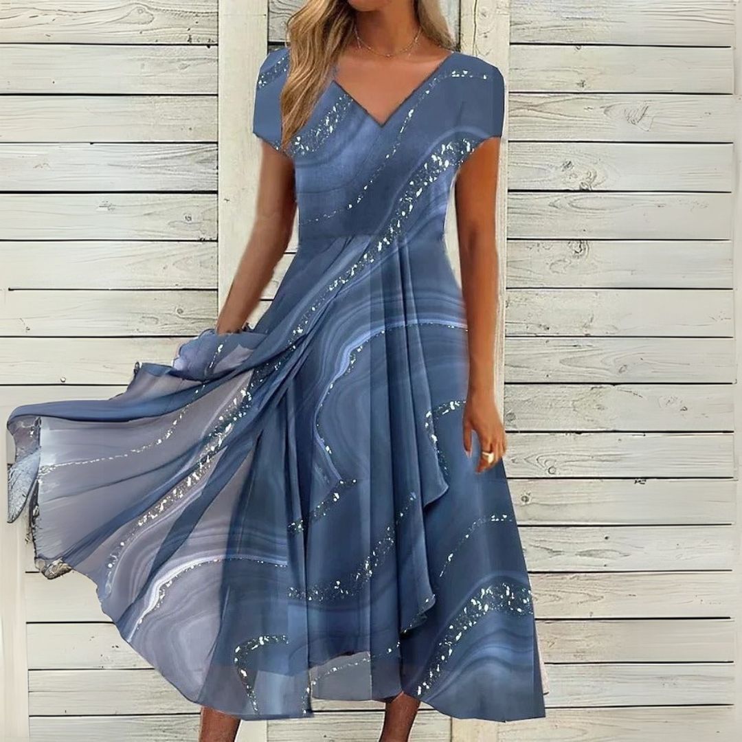 Londres | Robe midi élégante avec décolleté en V