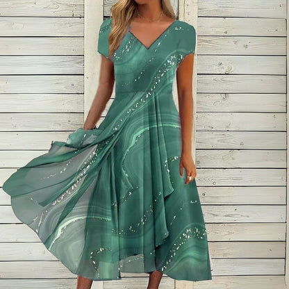 Londres | Robe midi élégante avec décolleté en V