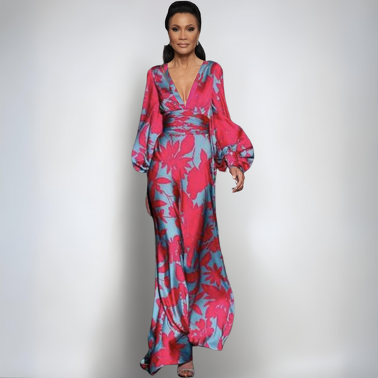 Alisa | Robe en Satin Élégante avec Fleurs