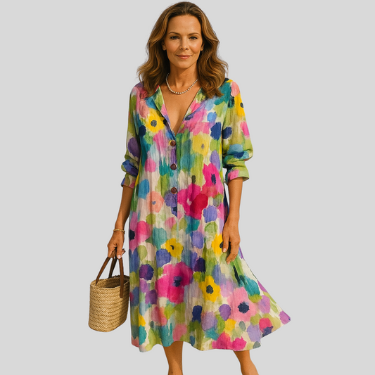 Sasha | Robe longue en tissu aérien avec motif floral